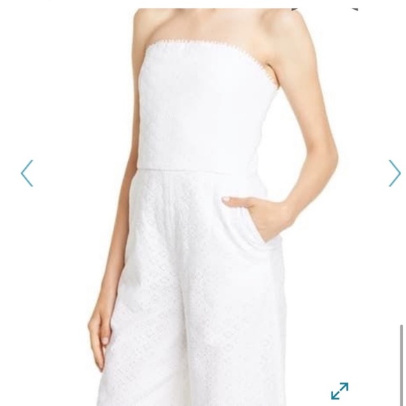 Club Monaco White Eyelet Jumpsuit Strapless - Picture 3 of 12